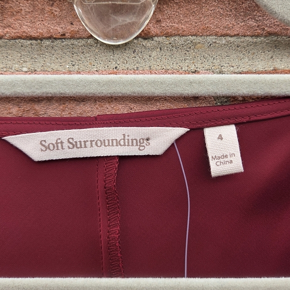 Soft Surroundings Solange satin long-sleeve dress Cabernet burgundy Sz 4 Holiday - Picture 7 of 8